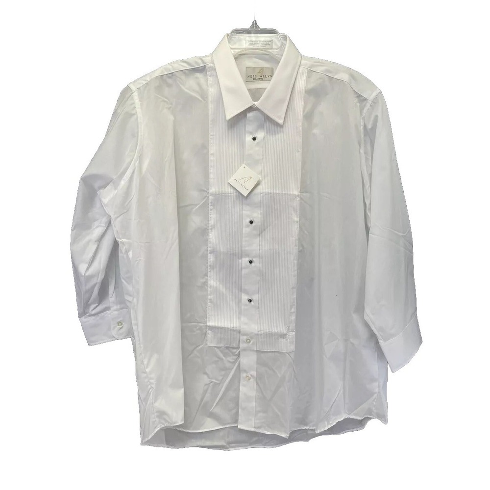 Neil Allyn Tuxedo White Mens Sz 4 XL Pleated Tuxedo Shirt (O11) NWTs